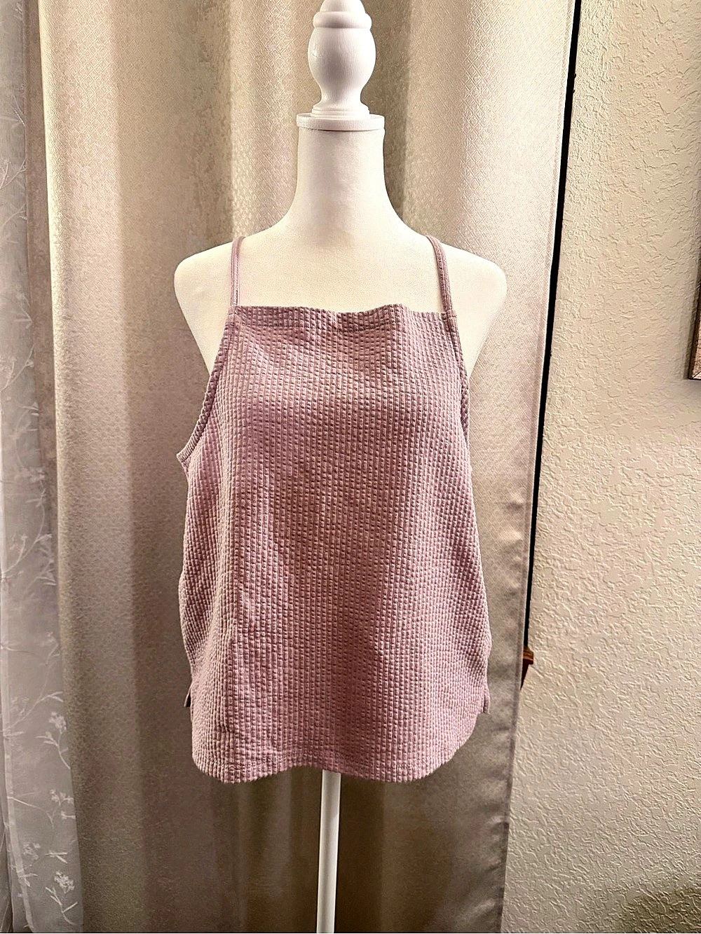 Madewell Seersucker Apron Tank Top in Pink